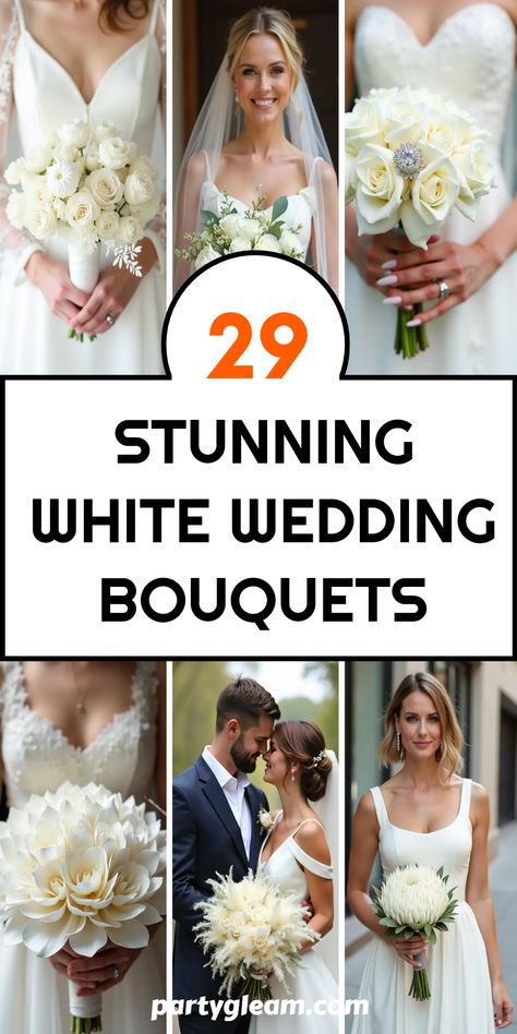 29 stunning white wedding bouquets to make your special day unforgettable! From free-form arrangements to heartfelt designs featuring white astilbe and protea, we have gathered a variety that every bride-to-be will love. Want something sentimental or truly original? Each bouquet showcases the beauty and elegance of a monochromatic palette, perfect for tying together the blissful spirit of your wedding day. Let your bridal bouquet not just be an accessory but a stunning statement piece! Simple Wedding Bouquet Ideas, Astilbe Bouquet, White Astilbe, White Orchid Bouquet, Magnolia Bouquet, White Peonies Bouquet, Sweet Smelling Flowers, Anemone Bouquet, Protea Bouquet