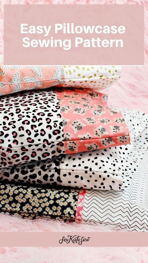 Pillowcase Sewing Pattern Simple Pillowcase Pattern, Pattern For Pillow Cases, Sew A Pillowcase Simple, Easy Pillowcases To Sew, How To Make A Pillow Sham Diy, Standard Size Pillow Case Pattern, Easy Pillow Case Pattern, See Pillow Case, Free Pillowcase Pattern