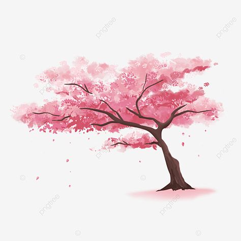 Cherry Blossom Bonsai Tree Drawing, Drawing Cherry Blossom Tree, Sakura Tree Reference, Cherry Blossom Tree Reference, Cherry Blossom Drawing Pencil, Cartoon Cherry Blossom Tree, Cherry Blossom Tree Watercolor Painting, Cheery Blossoms Drawing Simple, Sakura Tree Drawing Easy