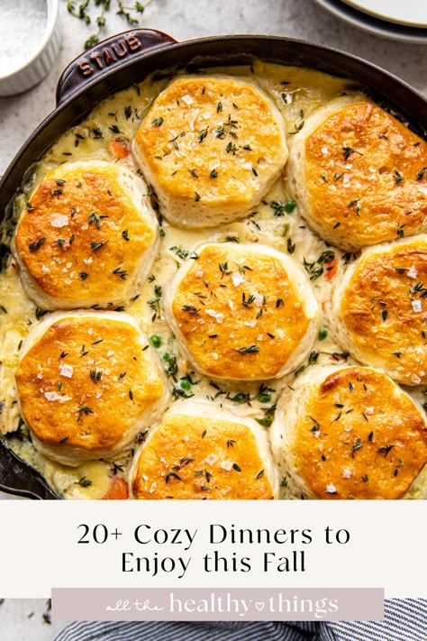 Over 20 of the best easy fall dinners to make from September through November and beyond. From classic comfort foods to cozy soups, and sheet pan meals, there’s something for everyone to enjoy! Fast Weeknight Dinners Healthy, Dinner For Snow Days, Cold Rainy Dinner Ideas, Comfort Food For One Person, Hearty Sunday Dinner, Simple Wholesome Meals, Easy Winter Dinner Recipes Families, Comfort Food Cold Weather, Dinner Recipes Winter Comfort Foods