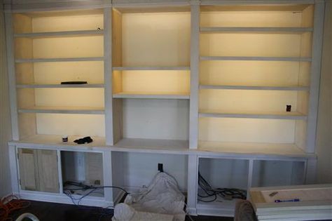 LED Ribbon lighting - easy to install, energy efficient and cost efficient! Bookshelf Lighting, Bookcase Lighting, Shelf Lighting, Led Diy, Bookshelves Diy, Built In Bookcase, Diy Cabinets, Under Cabinet Lighting, Under Cabinet