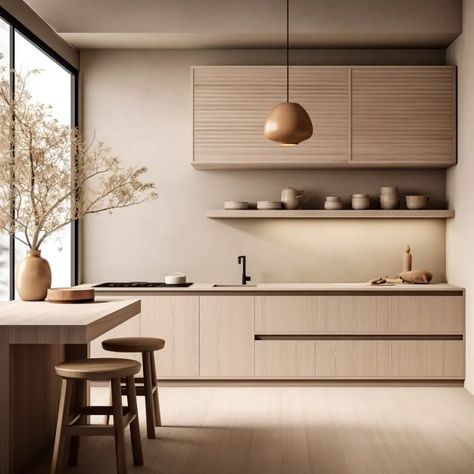 Japandi And Scandinavian Interior, Japandi Kitchen And Living Room, Japandi Kitchen Living Room, Japanese Scandinavian Interior Kitchen, Kitchen Interior Japandi, Japandi Kitchen Interior, Japan Scandinavian Interior Design, Japandi Apartment Kitchen, Japanese Scandinavian Kitchen