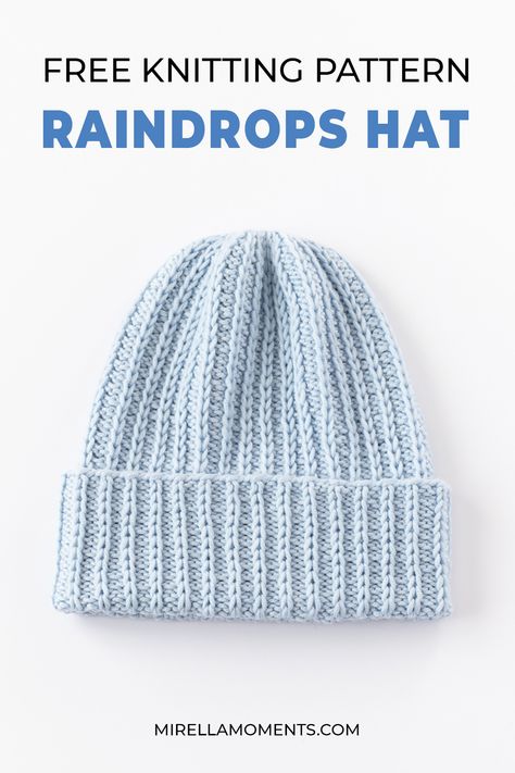 Raindrops Hat free knitting pattern Knitted Hat In The Round Free Pattern, Ladies Hat Knitting Pattern, Stockinette Hat Free Pattern, Knitted Worsted Weight Hat Patterns, Knitting Hats For Women, Knot Hat Pattern, Free Knitting Patterns For Ladies Hats, Worsted Weight Knit Hat Pattern, Dk Knitted Beanie Pattern Free