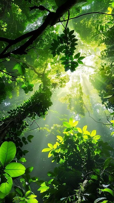 "Forest #SunbeamsGlowing: Verdant foliage bathed in golden sunlight that filters beautifully through the dense tree canopy above. #ForestPhotography #NatureSunlight #VerdantFoliage #GoldenLight #TreeCanopy #AIArtwork #AIgenerated #StockPhotos ⬇️ Download and 📝 Prompt 👉 https://stockcake.com/i/forest-sunbeams-glowing_556835_98419" Nature Trees Forest, Green Scenery, Jungle Scene, Morning Nature, Forest Scenery, Dreamy Artwork, Tree Canopy, Golden Green, Landscape Concept