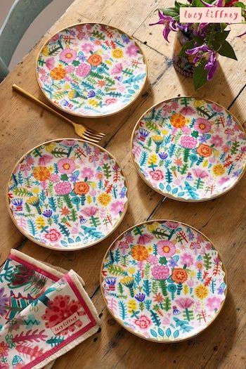 Add some colour with Lucy Tiffany items Lucy Tiffney, Pottery Painting Designs, Dine In, Diy Pottery, Plates Set, Side Plates, Pottery Painting, Kitchen Stuff, My New Room