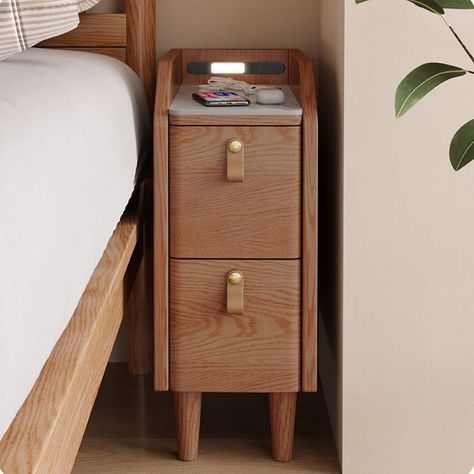 Minimal bedroom 👉 Go to the website to find out more. Cherry Nightstand, Narrow Bedside Table, Bedside Essentials, Living Room Pouf, Bedside Table Design, Casa Country, Прикроватные Тумбочки, Modern Bedside Table, Sensor Light