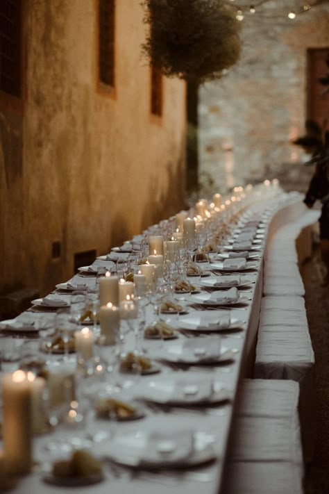 Tuscan Village, Lots Of Candles, Minimalist Wedding Decor, Tuscan Wedding, Modern Minimalist Wedding, Ethereal Wedding, Organic Wedding, The Lane, Minimal Wedding