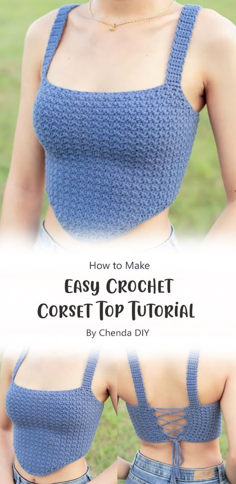 Crochet corset top is a perfect piece to add in your wardrobe. This crochet corset top has a great look and it can be worn with anything. If you want to make one for yourself, this tutorial will help you out. Crochet Corset, Diy Crochet Top, Crochet Top Outfit, Crochet Crop Top Pattern, Mode Crochet, Crochet Tops Free Patterns, Crochet Design Pattern, Crochet Summer Tops, Sopot