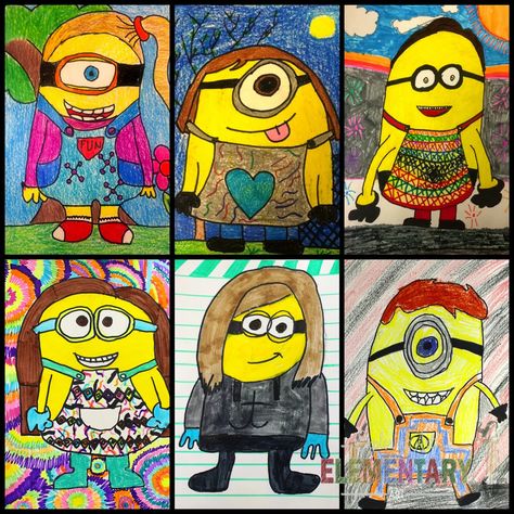 Exploring Art: Elementary Art: Minion Self Portraits--The Best Sub Plan EVER! Art Elementary, Art Sub Lessons, Minion Art, Art Sub Plans, Art Plan, 2nd Grade Art, Sub Plan, 4th Grade Art, 5th Grade Art