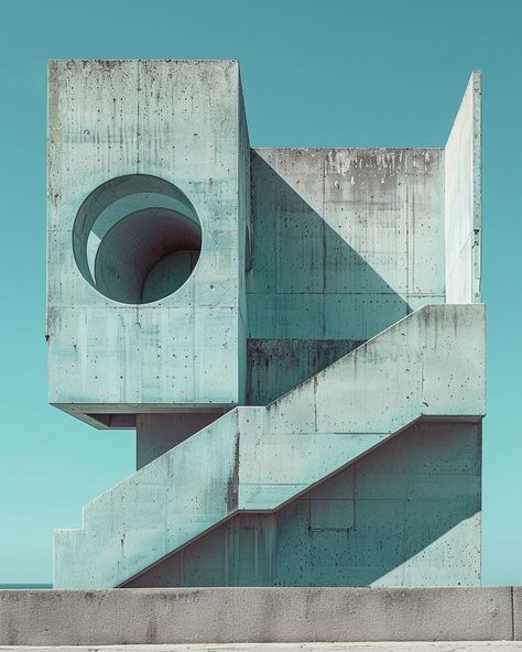 Geometric Shapes and Brutalist Architecture Brutalist Architecture Photography, Japanese Brutalist Architecture, Brutalist Color Palette, Russian Brutalism, Modern Brutalist Architecture, Hangar Architecture, Bestiary Book, Brutalist Interior Design, Modern Brutalism