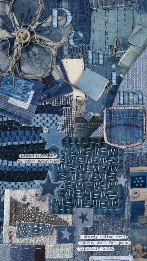 👖#denim #jeans #blue #blueaesthetic #patchwork #patches #fabric #textileart #textiles #embroidery Denim Inspiration Board, Dance Theme Ideas, Safety Pins Fashion, Up Cycling Clothes, Patchwork Aesthetic, Denim Patchwork Bag, Wrap Dress Outfit, Fall Denim Trends, Blue Jeans White Shirt