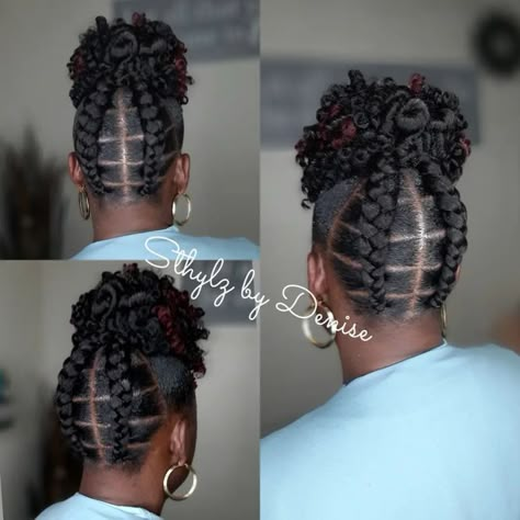 Black Braided Curly Pineapple Updo Twist Updo Hairstyles Black Hair, Black Women Braided Updo Hairstyles, African American Braided Updo, 4 Braid Updo, Updo Hairstyles For Natural Black Hair, Updo Ponytails For Black Women, Goddess Braid Updo, Updo Crochet Braids Up Dos, Updo Twists For Black Women