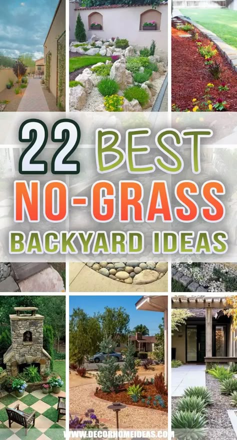 Best No Grass Backyard Ideas. These cheap no-grass backyard ideas are just what you need if you're after an affordable makeover that requires minimal upkeep. #decorhomeideas No Plants Landscaping Ideas, Non Grass Yard Ideas, Yards With No Grass Ideas, Low Maintenance Patio Ideas, No Lawn Garden Ideas, Small Garden Ideas Low Maintenance Backyard Designs, Landscaping Backyard Ideas On A Budget, Low Budget Landscaping Ideas, Small Yard Landscaping Ideas No Grass Backyard Designs