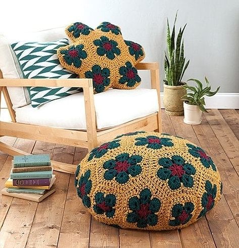 Crochet Pillow Case Pattern, Crochet Pillow Cases, Crochet African Flowers, Crochet Pouf, Pillow Flower, Crochet Pillow Cover, Crochet Cushion Cover, Crochet Pillows, African Flowers