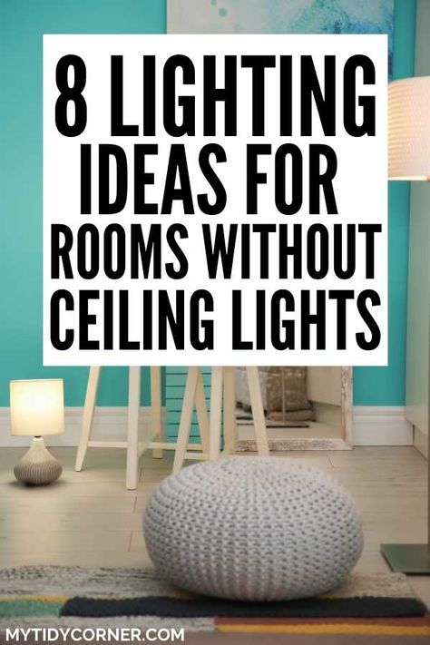 Bedroom Overhead Lighting, No Ceiling Light, Wireless Lighting Ceilings, Blue Aesthetic Bedroom, Bedroom Light Blue, Colored Living Room, Plug In Hanging Light, Lighting For Bathroom, Affordable Decorating Ideas