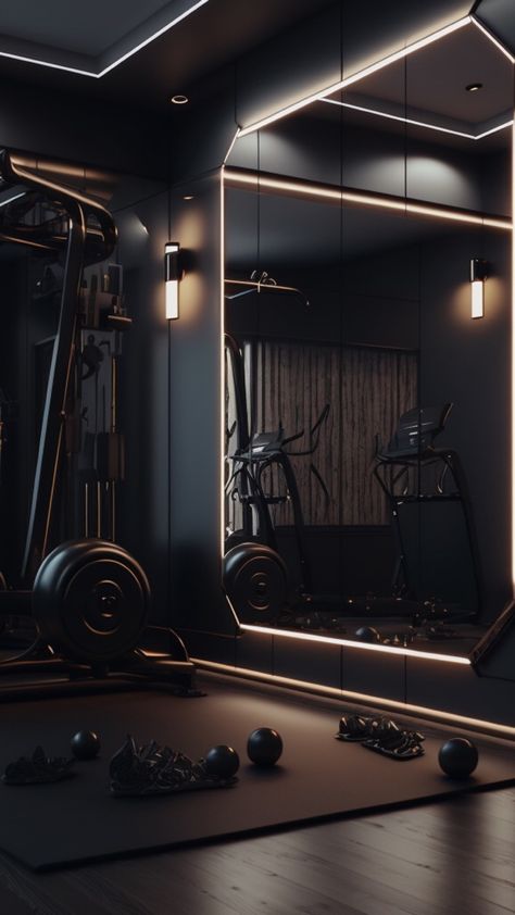 Home Gym Interior Design, Home Gym Interior, Moody Farmhouse, Small Home Gym Ideas, Home Gym Basement, Home Gym Ideas, Gym Lighting, Dream Gym, Gym Design Interior