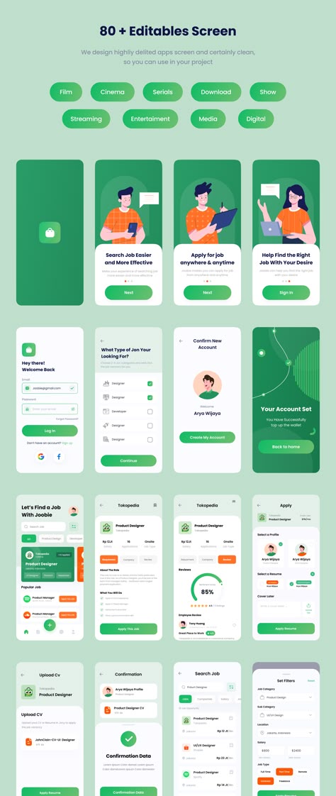 Jobie - Job Finder App Job Finder Mobile App UI KIT Perfectly Designed for you Job Finder App, Creative App Design, App Template Design, Application Ui Design, Desain Ux, Ux Design Mobile, Ux App Design, App Design Layout, Ui Ux App