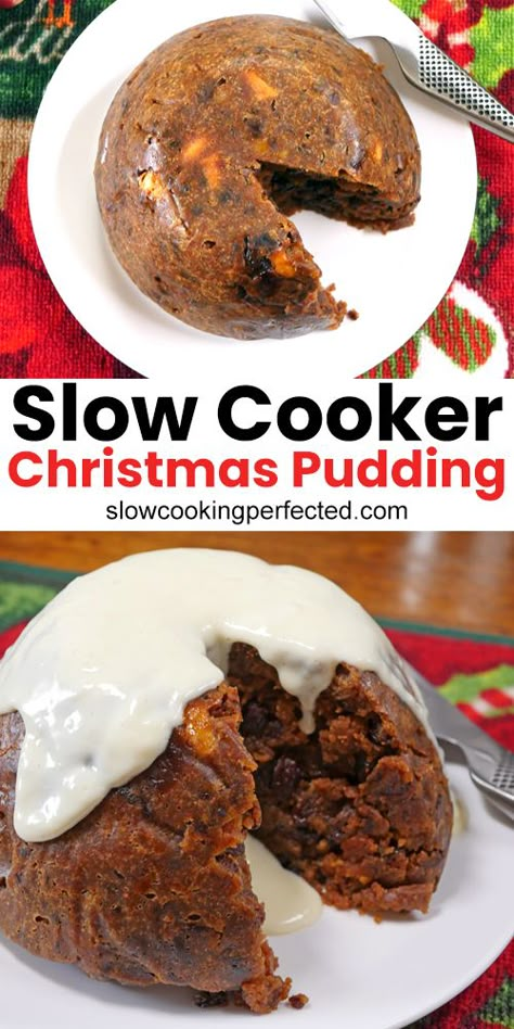 Slow Cooker Xmas Pudding, Christmas Pudding In Slow Cooker, Steamed Pudding Recipes Slow Cooker, Slow Cooker Christmas Pudding, Slow Cooker Pudding Recipes, Slow Cooker Puddings, Steamed Pudding Recipe, Steamed Puddings, Slow Cooker Christmas