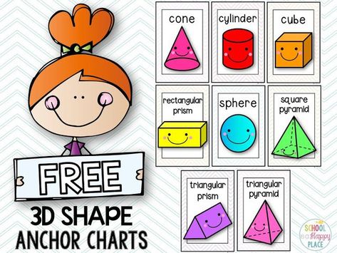 3d Shape Anchor Chart, Shape Anchor Chart, Anchor Charts First Grade, Kindergarten Geometry, 3d Shapes Activities, 2d 3d Shapes, Math Shapes, Shapes Kindergarten, 2d And 3d Shapes