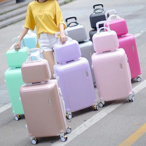 Luggage Sets Cute, Kids Luggage Sets, Penyimpanan Makeup, Spinner Wheel, Cute Suitcases, Desain Pantry, Cute Luggage, Travel Bag Set, Stylish Luggage