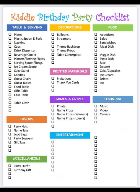 Party Supplies Checklist, Birthday Party Planning Checklist, Hot Dog Party, Packing List Template, Birthday Party Checklist, Party Planning Checklist, Party List, Boys First Birthday Party Ideas, Party Checklist