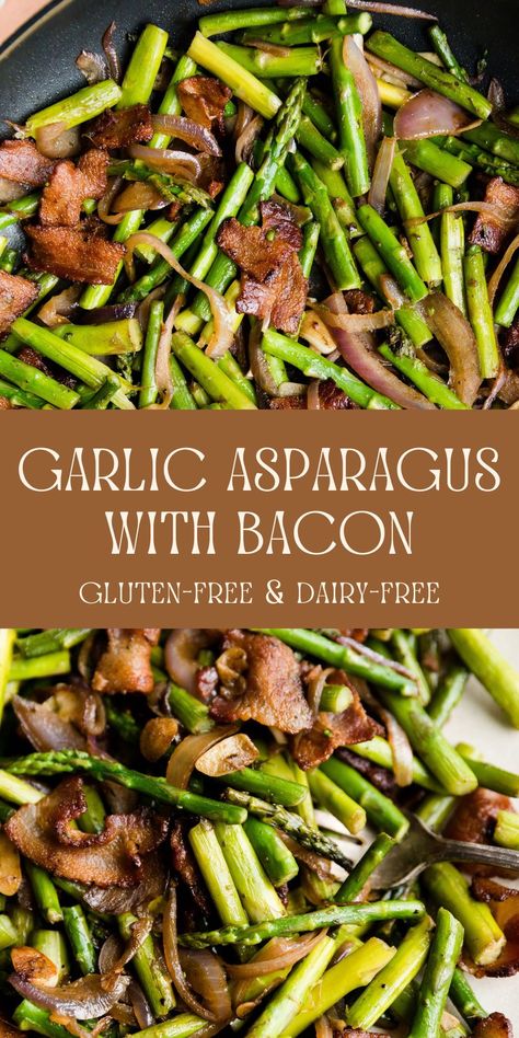 Sauteed Garlic Asparagus with Bacon is the perfect side dish for spring and summer! It's flavorful, delicious, and so easy to make. Whole 30 Asparagus Recipes, Bacon And Asparagus, Asparagus Sides, Sauteed Asparagus With Bacon, Asparagus Bacon Recipes, Bacon Asparagus, Sauteed Asparagus Recipes, Asparagus And Mushroom Recipes, Bacon Asparagus Recipes