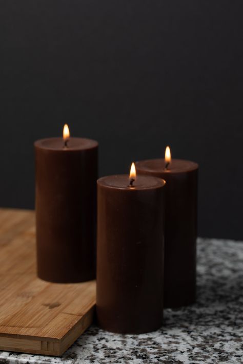 Richland Pillar Candle 3"x6" Brown - Quick Candles Purple Pillar Candles, Living Room Ideas Beige, Bedroom Ideas Beige, Aesthetic Beige Wallpaper, Wallpaper Brown Aesthetic, Candles Purple, Beige Bedrooms, Restaurant Candles, Divine Oneness