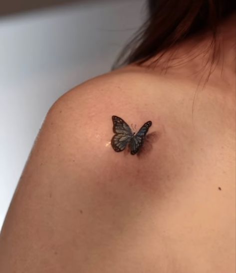 Nice Female Tattoos, Small Flowers With Butterfly Tattoo, Trendy Butterfly Tattoo, Tattoo Ideas Female Back Butterfly, Begging Tattoo, Unique Tattoos Butterfly, Tattoo Ideas Female Small Butterfly, Butterfly Tattoo 3d Design, Pretty Simple Tattoos For Women