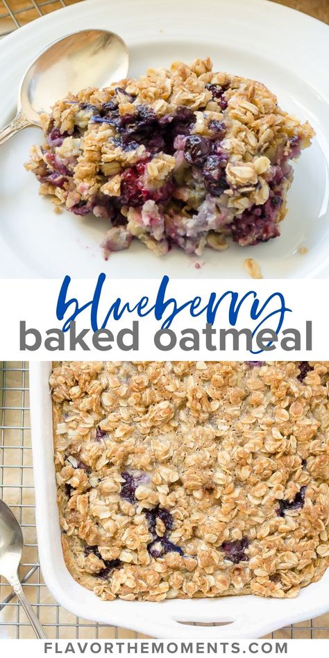 Overnight Blueberry Baked Oatmeal Anti Inflammation Baked Oatmeal, Overnight Oat Bake, Blueberry Protein Baked Oats, Oatmeal Egg Bake, Baked Oatmeal Freezer Friendly, Blueberries And Cream Oatmeal, Baked Out Meal, Granola Bake Breakfast, Gf Baked Oatmeal