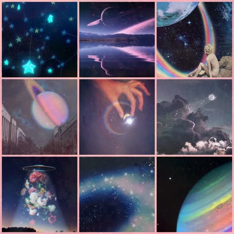 Space Cottagecore Aesthetic, Space Pastel Aesthetic, Space Nature Aesthetic, Soft Space Aesthetic, Space Moodboard Aesthetic, Spacecore Moodboard, Alone At The Edge Of The Universe, Y2k Space Aesthetic, Space Punk Aesthetic