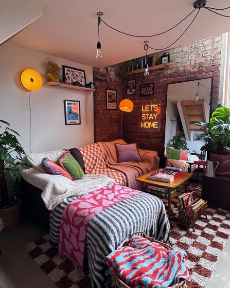 See Inside This Colorful 500-Square-Foot Loft in England | Apartment Therapy Fake Cereal Bowl, Kaarin Joy, Orange Fridge, Paint Bedroom Ideas, Interior Designer Aesthetic, Furniture Design Kitchen, Aesthetic Entrance, Tattoo Home, Pinterest Living Room