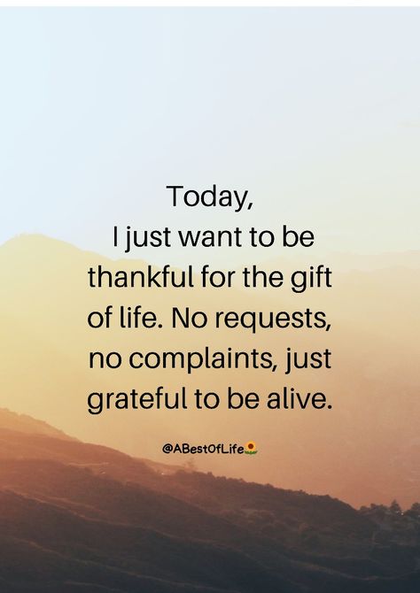 Today, I just want to be thankful for the gift of life. No requests, no complaints, just grateful to be alive. Appreciate Life Quotes Be Thankful, Thank Full Quotes Be Grateful, Be Thankful Quotes Inspiration, Always Something To Be Grateful For, Thankful Motivational Quotes, Grateful For Life Quotes Be Thankful, Gratitude For Life Quotes, Just Thankful Quotes, Gift Of Life Quotes Gratitude