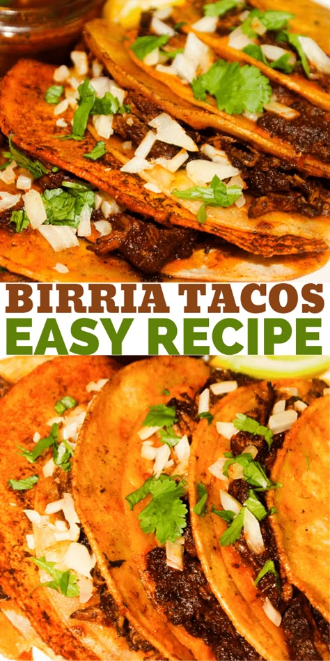 Tacos De Birria (Quesabirria Taco Recipe) - Sims Home Kitchen Queso Birria Tacos Instant Pot, Beef Barrio Tacos, Taco Birria, Mexican Birria Tacos, Barrio Tacos, Mexican Birria, Beef Birria Recipe, Birria Recipe, Beef Birria