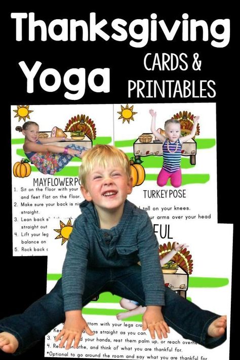 Thanksgiving Themed Gross Motor Idea. Thanksgiving themed yoga is the perfect way to incorporate gross motor, stress reduction, and improved concentration into the day! These are great for a Thanksgiving celebration, all of November, preschool gross motor, PT, OT, SLP or home! #yoga #kidsyoga #brainbreaks #physicaltherapy #thanksgivingactivities #preschoolgrossmotor #yogafortheclassroom #occupationaltherapy Thanksgiving Gross Motor Activities, Thanksgiving Gross Motor, Thanksgiving Yoga, Preschool Gross Motor, Brain Break Ideas, Kids Yoga Games, Fine Motor Activities For Preschoolers, Preschool Yoga, Motor Activities For Toddlers