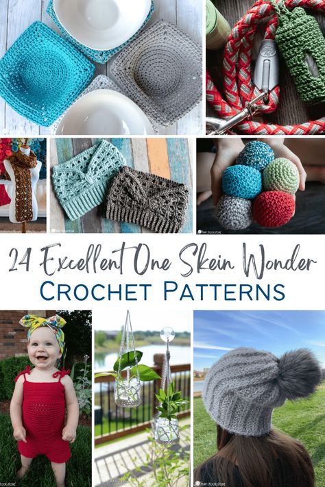 Do you ever find yourself with single skeins of yarn? This list of 24 Excellent One Skein Wonder crochet patterns will use up those single skeins in no time! Grab your skein and your hook and let's get started! Crochet With 1 Skein, One Skein Yarn Crochet Projects, 1 Skein Chunky Yarn Crochet, Clothing Items To Crochet, One Skein Chunky Crochet Patterns, Creating Crochet Patterns, New Crochet Ideas 2023, Size 6 Yarn Crochet Patterns Free, Crochet Patterns One Skein