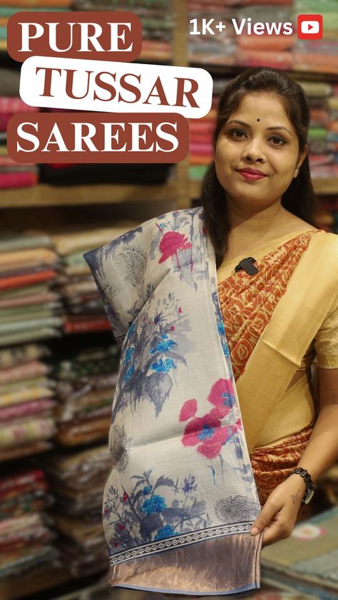 Silk-Mark Certified Tussar Sarees | Saree Show Pure Tussar Silk Saree, Tussar Saree, Silk Sarees With Price, Tussar Silk Sarees, Silk Style, Tussar Silk Saree, Saree Look, Multiple Color, Traditional Outfits