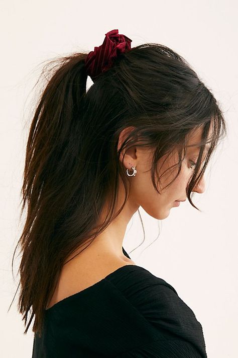 Pleated Scrunchie, Ponytail Scrunchie, Red Scrunchie, Velvet Design, Half Ponytail, Walk Of Shame, Half Up Half Down Hair, Summer Hair Color, I Feel Pretty