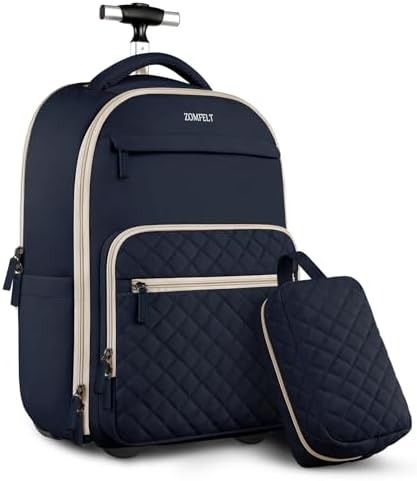 Amazon.com: ZOMFELT Rolling Backpack for Women Men, Travel Backpack with Wheels, 17 Inch Laptop Backpack with Toiletry Bag, Carry on Luggage Wheeled Backpack for Travel Trip Business Blue : Electronics Travel Backpack With Wheels, 17 Inch Laptop Backpack, University Essentials, Backpack For Travel, Backpack With Wheels, Rolling Backpack, Travel Bag Organization, Backpack For Women, Stylish Backpacks