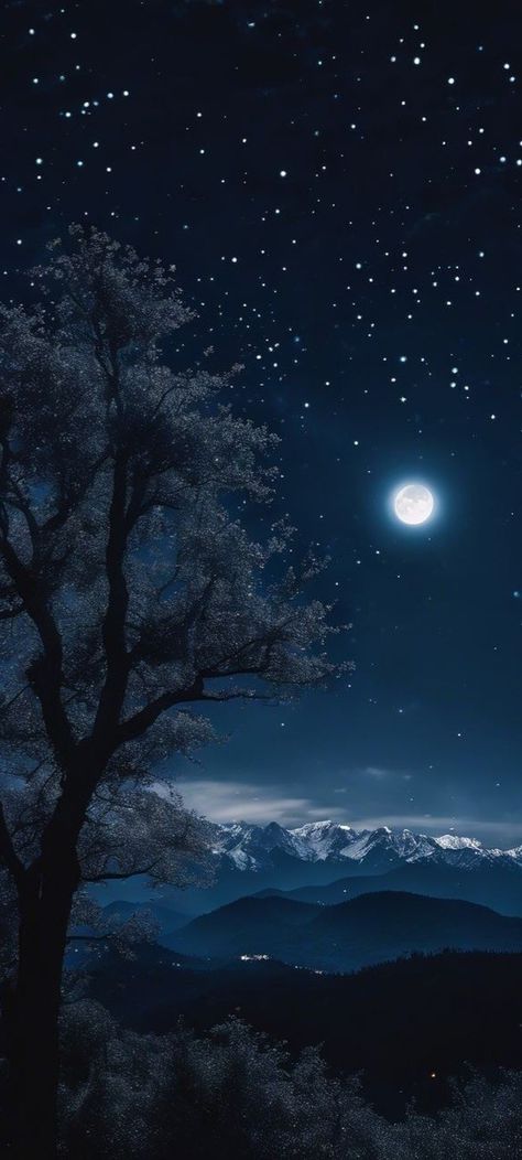 Night Sky Aesthetic Stars And Moon Wallpaper, Moon And Stars Wallpaper Night Skies, Forest Moon Wallpaper, Dark Moon Wallpaper Night Skies, Anime Night Sky Wallpaper Hd, Purple Galaxy Wallpaper, Night Clouds, Moonlit Sky, Night Sky Wallpaper