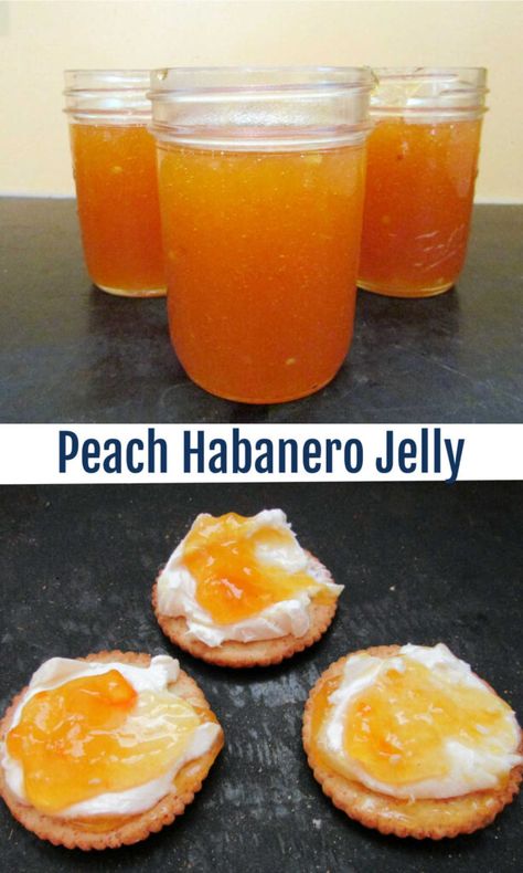 Peach Habanero Jam Recipes, Habanero Peach Jelly, Peach Habanero Jam Canning, Recipes For Habanero Peppers, Peach Haberno Jelly, Canned Habanero Peppers, Habanero Peach Jam, Peach Hot Pepper Jelly Recipe, Recipes Using Habanero Peppers