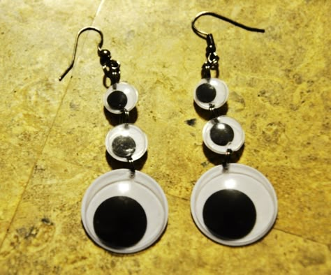 Googly Eye Art, Eyeball Earrings, Lesbian Earrings, Eyes Jewelry, Recycled Earrings, Weird Jewelry, Quirky Earrings, Funky Earrings, Googly Eyes