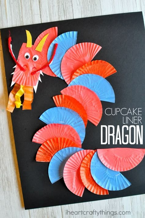 This cupcake liner dragon craft makes a great Chinese New Year craft for kids. You could also use it as an alphabet craft for the letter D. News Years Crafts For Kids, Chinese New Year Art, New Year Crafts For Kids, Dragon Craft, Chinese New Year Crafts For Kids, Chinese New Year Activities, Chinese New Years, New Year Crafts, Chinese Crafts