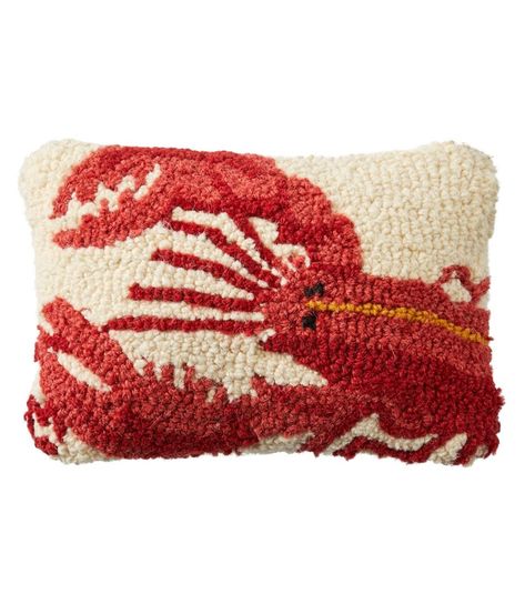 Throw Pillows | Home Goods at L.L.Bean Lobster Pillow, Hand Hooked Pillows, Seattle Living, Blue Rocks, House On The Lake, Lobster Design, Hooked Pillow, Hooked Wool, Dorm Inspo