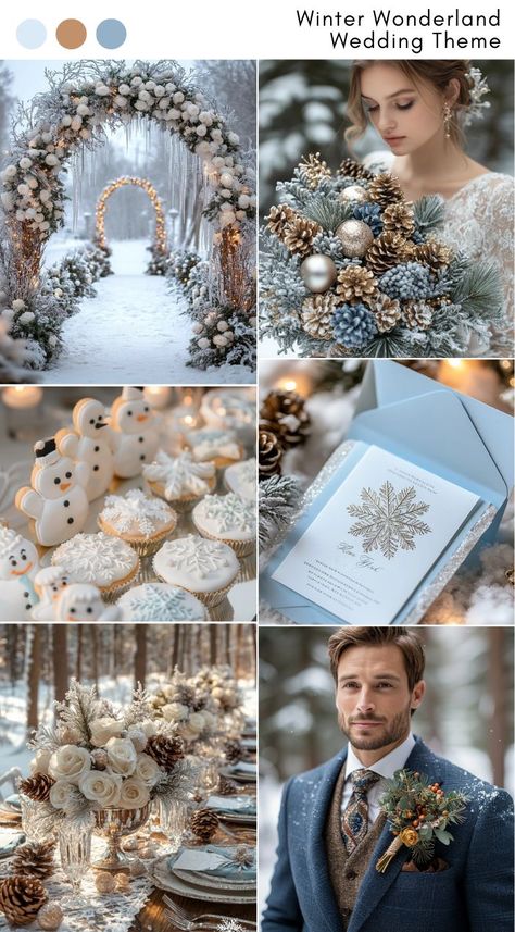 Winter wonderland wedding theme ideas for a sparkling, snow-inspired celebration. December Wedding Theme Ideas, Silver And White Winter Wedding, Winter Wonderland Vow Renewal, Winter Wedding Venue Snow, Winter Wedding Ice Blue, Blue Winter Wedding Decor, Winter Wedding Astethic, Enchanted Winter Wedding, Winter Wedding Aesthetic Blue