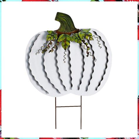 Metal Pumpkin Stakes Yard Signs Fall Decor Decorative Garden Stake Lawn Pumpkins Ornaments Outdoor Autumn Decoration for Harvest Halloween Thanksgiving (26" H White) Fall Decor Outdoor, Halloween Garden Decorations, Fall Yard Decor, Fall Harvest Decorations, Outdoor Thanksgiving, Decorative Pumpkin, Halloween Lawn, Outdoor Fall Decor, Pumpkin Garden