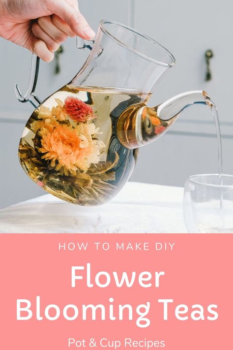 Blooming Tea How To Make, How To Make Blooming Tea Balls, Flowering Tea Blooming, Fairytale Drinks, Blooming Tea Flower, Flower Tea Recipe, Flower Teas, Blooming Flower Tea, Flowering Tea