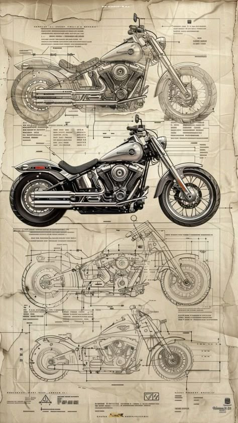 Motor Bike Wallpapers, Motorcycle Poster Design, Motorcycle Blueprint, Motorbike Poster, Art Harley Davidson, Vintage Motorcycle Art, Motorcycle Harley Davidson, Moto Harley Davidson, Bike Posters