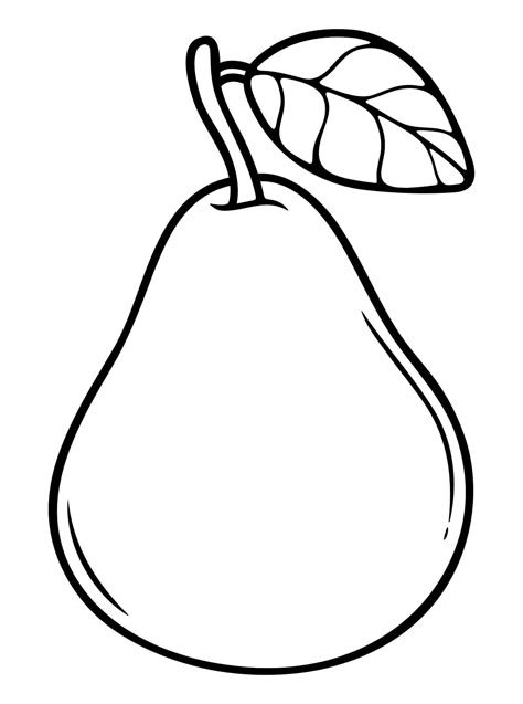 Printable Pear Coloring Pages Pear Template Free Printable, Pear Coloring Page, Pear Drawing Simple, Free Fruit Printables, Fruit Templates Free Printable, Pear Template, Pear Pictures, Pear Craft, Fruit Template