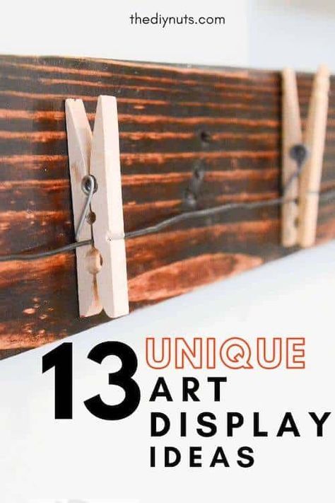 Creative Art Display Ideas, Display Grandkids Artwork, Kids Sports Pictures Display, Wall Display For Art, Ways To Display Artwork, Artwork Display Ideas, How To Display Art Prints, Unique Art Display, Unique Ways To Display Art