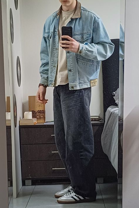 2. Fashion: #fashion, #style, #outfitinspiration, #beauty Men Outfits With Jacket, Denim Jacket Men Outfit Vintage, Mens Fashion Casual Baggy, Mens Fashion Black Jeans, Oversized Jean Jacket Outfit Men, Man Jeans Jacket, Baggy Jeans And Denim Jacket Outfit, Mens Denim Jeans Outfit, Men Jeans Jacket Outfit